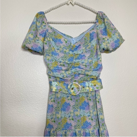 💕PALOMA BLUE💕 Evie Gathered Floral-Print Crepe Midi Dress - Picture 3 of 8